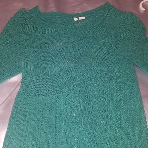 Anthropology Green Knit Lightweight Sweater